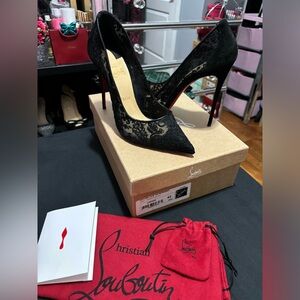 Christian Louboutin Follies, Black Lace, 100mm Size 42